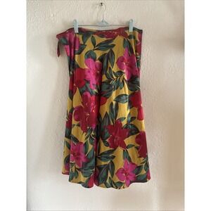 For Cynthia Big Floral‎ Linen Skirt, Lg